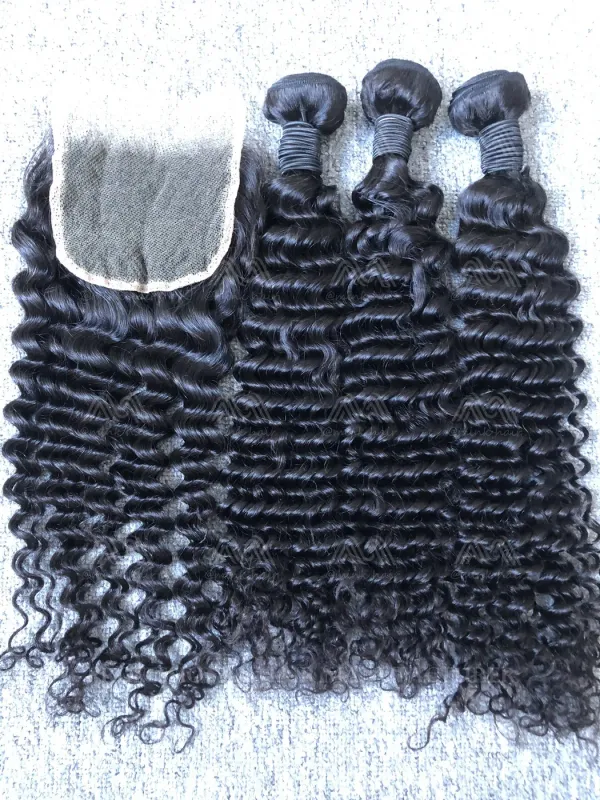 Mink Hair Deep Wave 3 Bundles With 5X5 HD Closure Deals