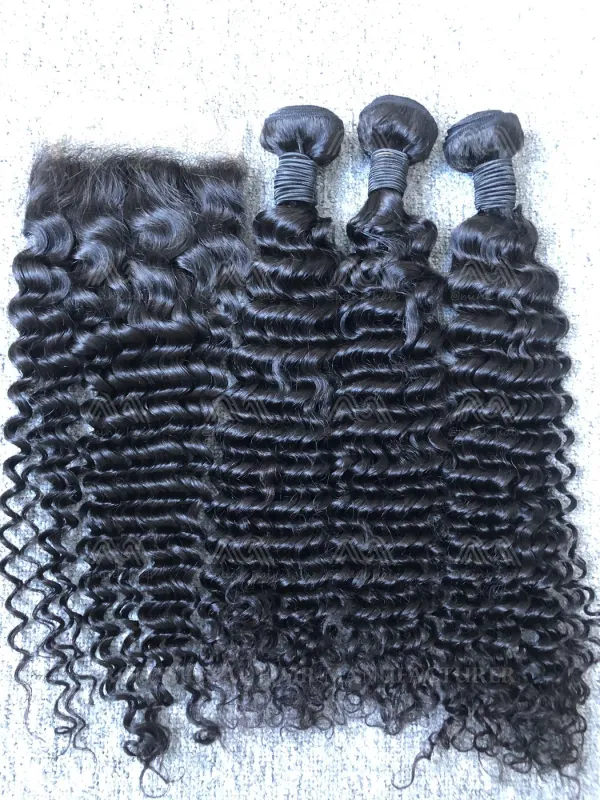 Mink Hair Deep Wave 3 Bundles With 5X5 HD Closure Deals
