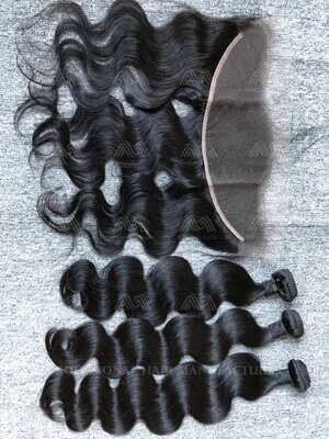 Mink Hair Body Wave 3 Bundles With 13X4 HD Frontal Deals