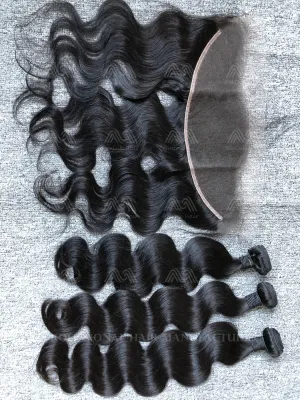 Mink Hair Body Wave 3 Bundles With 13X4 HD Frontal Deals