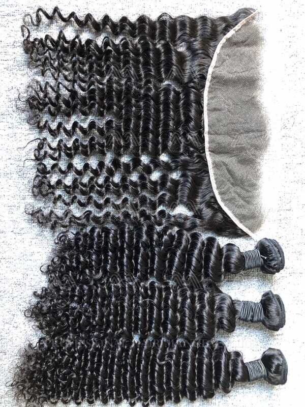 Mink Hair Deep Wave 3 Bundles With 13X4 HD Frontal Deals