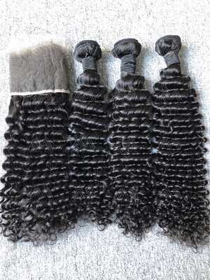 Mink Hair Deep Wave 3 Bundles With 13X4 HD Frontal Deals