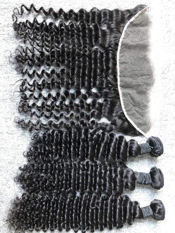 Mink Hair Deep Wave 3 Bundles With 13X4 HD Frontal Deals