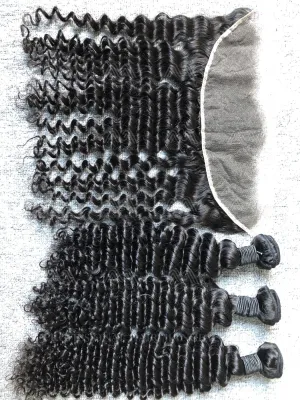 Mink Hair Deep Wave 3 Bundles With 13X4 HD Frontal Deals