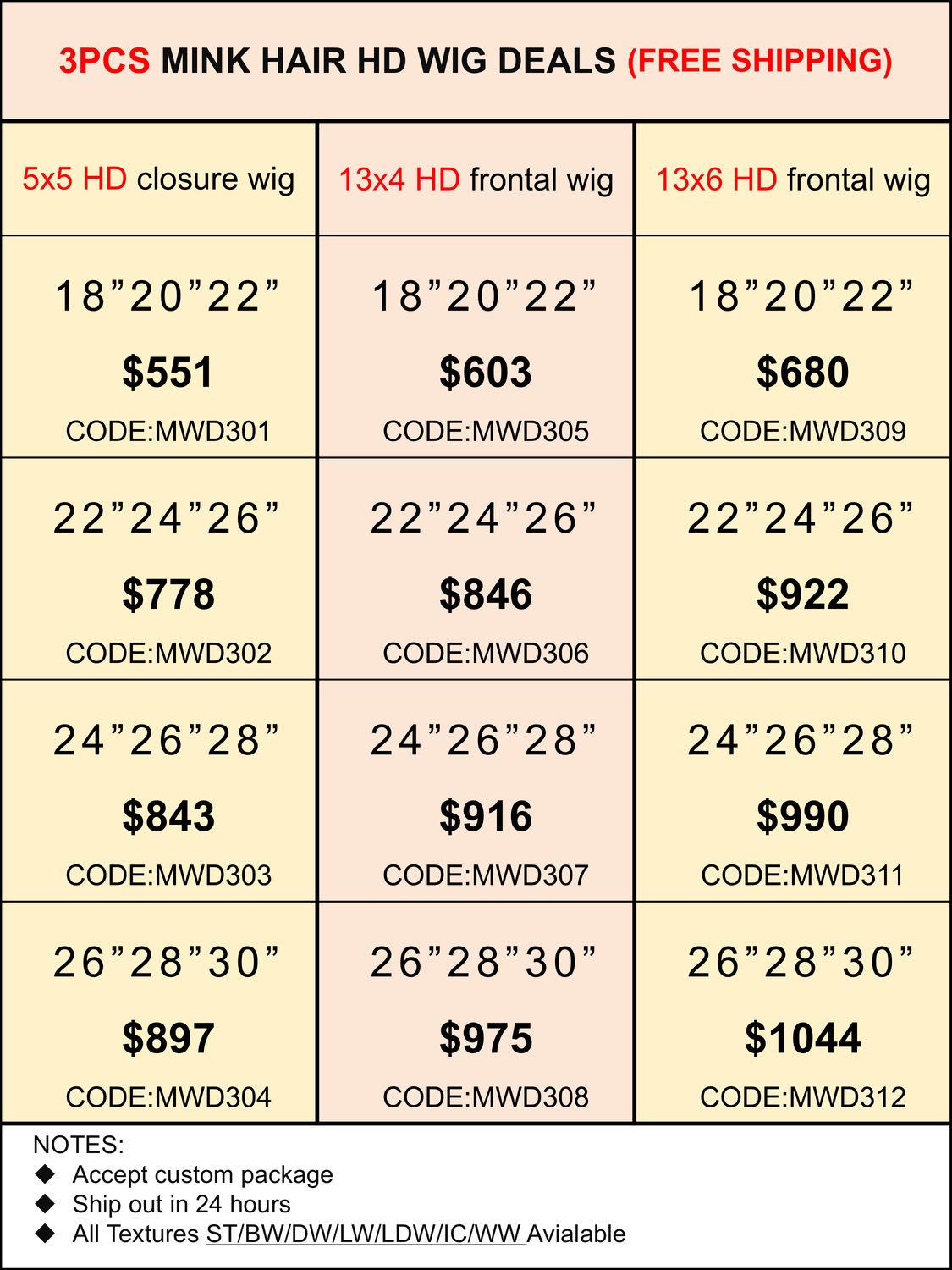 Mink Hair HD Lace Wig Deals 3pcs