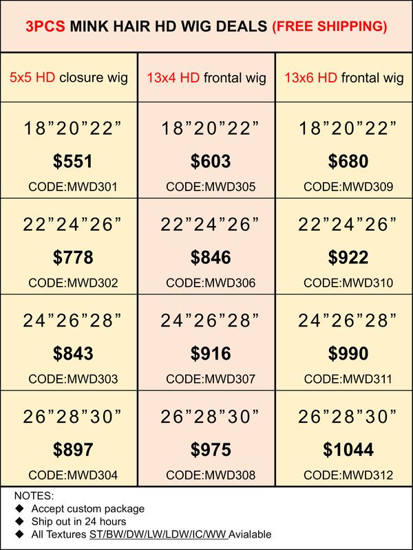 Mink Hair HD Lace Wig Deals 3pcs