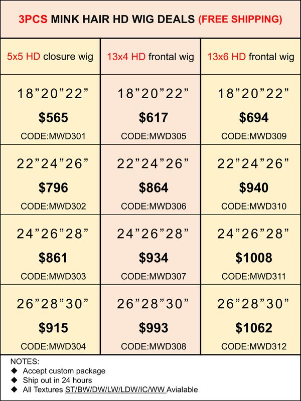 Mink Hair HD Lace Wig Deals 3pcs