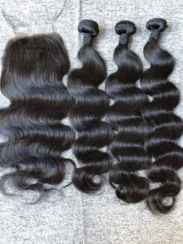 Mink Hair Body Wave 3 Bundles With 5X5 Transparent Closure Deals