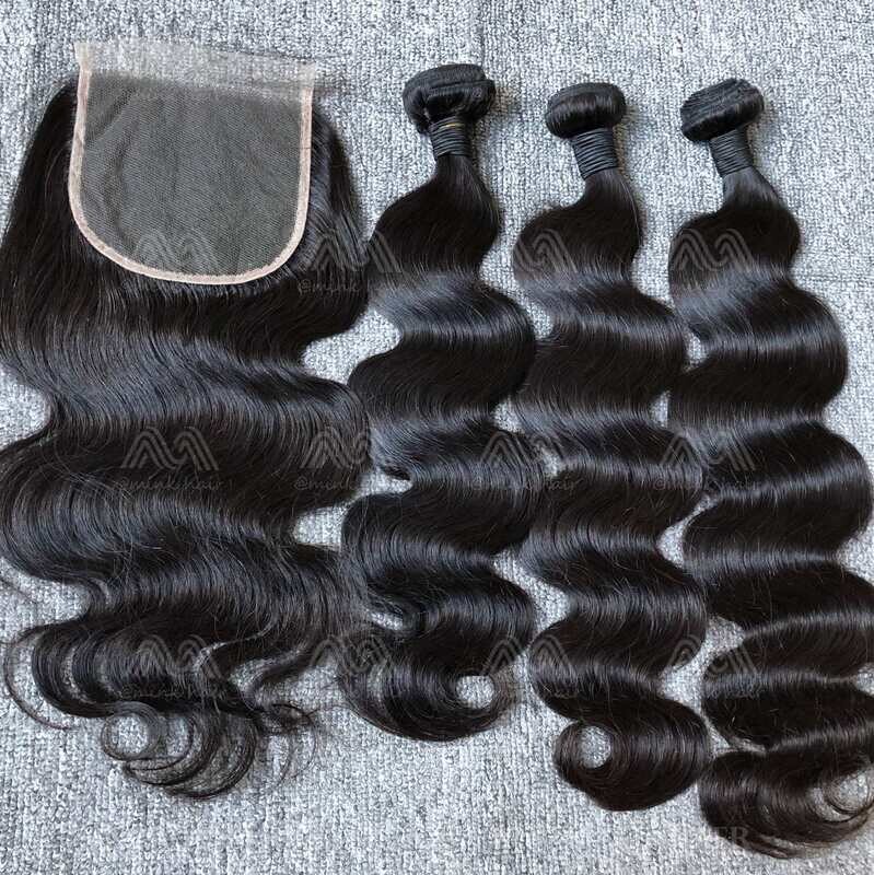 Mink Hair Body Wave 3 Bundles With 5X5 Transparent Closure Deals