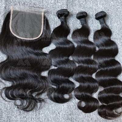Mink Hair Body Wave 3 Bundles With 5X5 Transparent Closure Deals