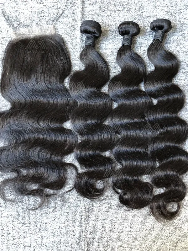 Mink Hair Body Wave 3 Bundles With 5X5 Transparent Closure Deals