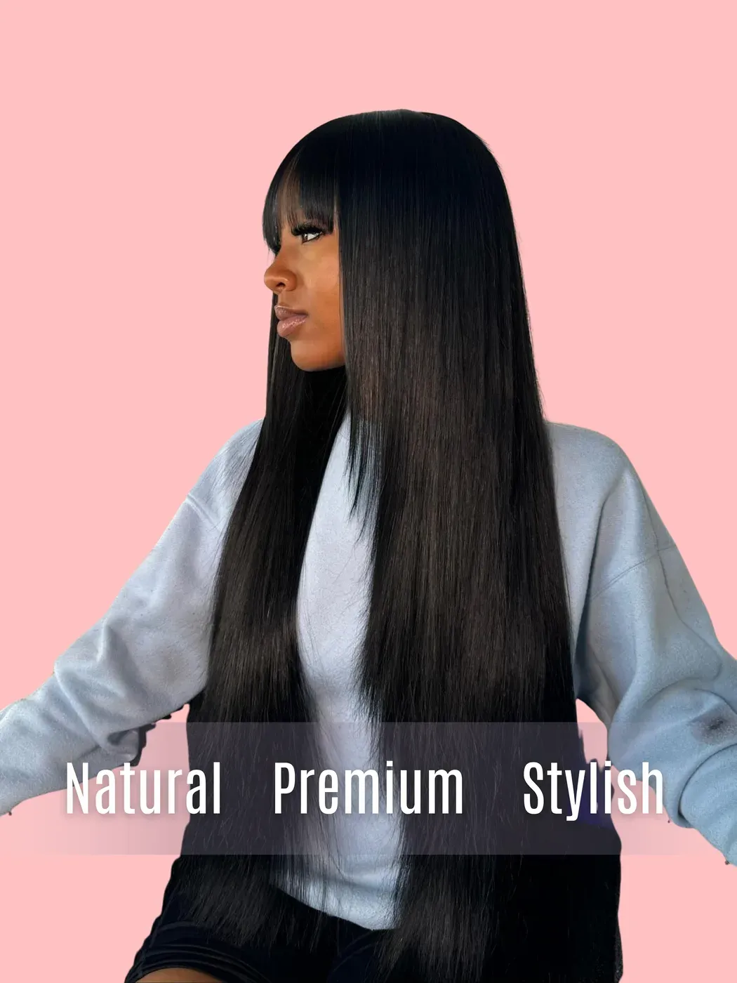Mink Hair 4X4 Closure Wig With Bangs