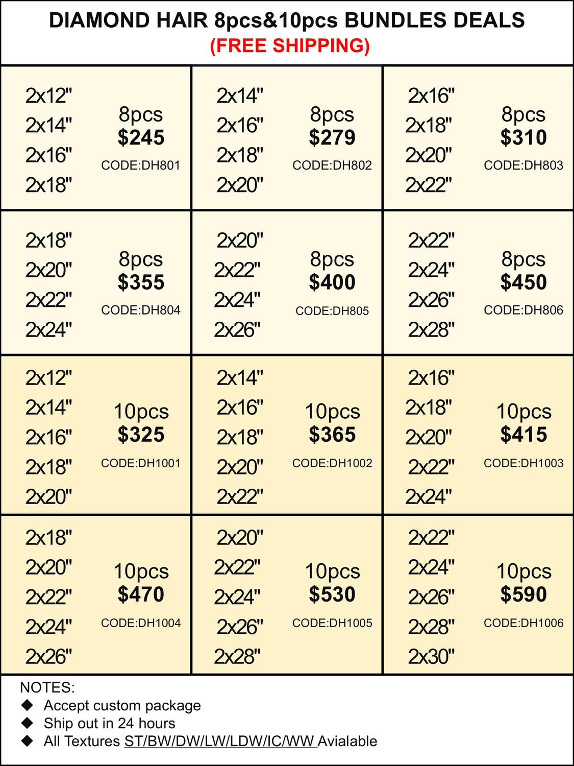 Bundles Deals: Diamond Hair 8pcs 10pcs