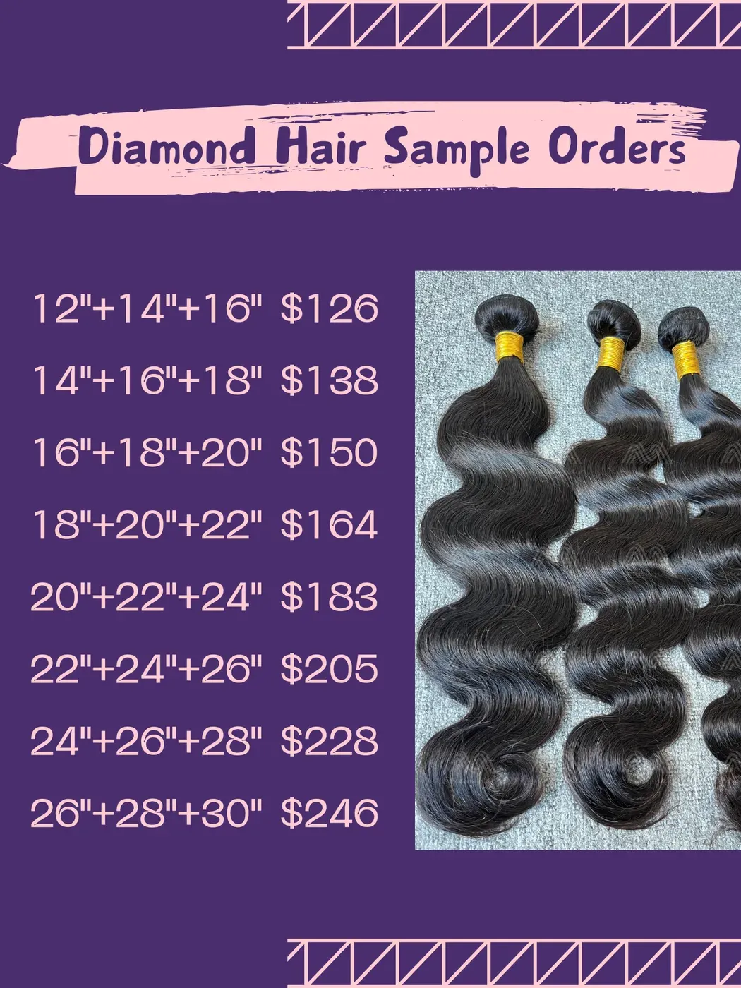 Sample Deals: Diamond Hair 3 Bundles （100g Each Bundle)