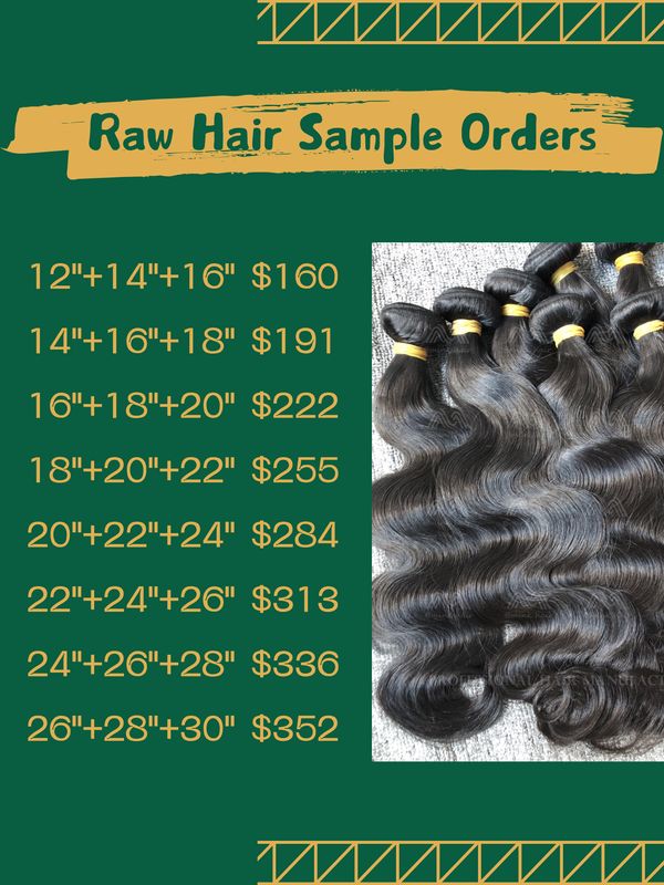 Sample Deals: Raw Hair 3 Bundles （100g Each Bundle)