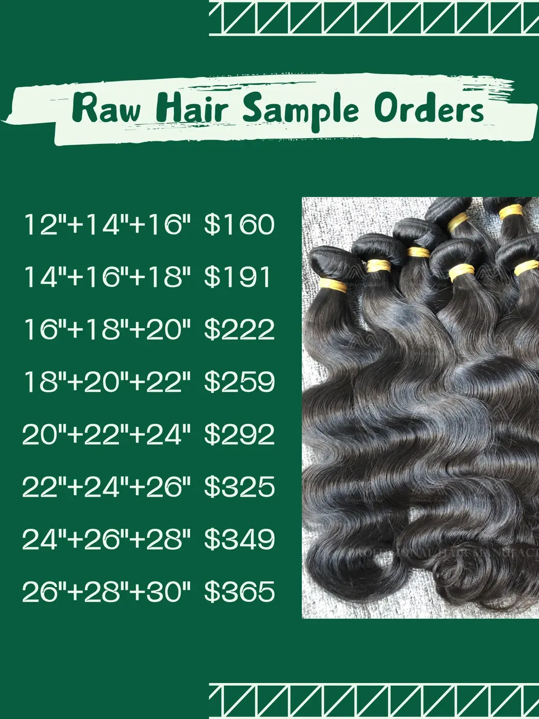 Sample Deals: Raw Hair 3 Bundles （100g Each Bundle)