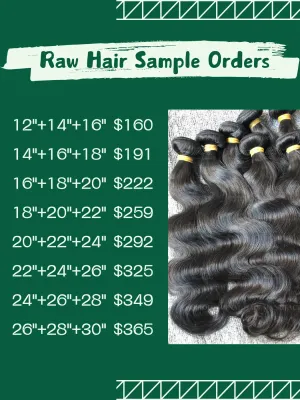 Sample Deals: Raw Hair 3 Bundles （100g Each Bundle)
