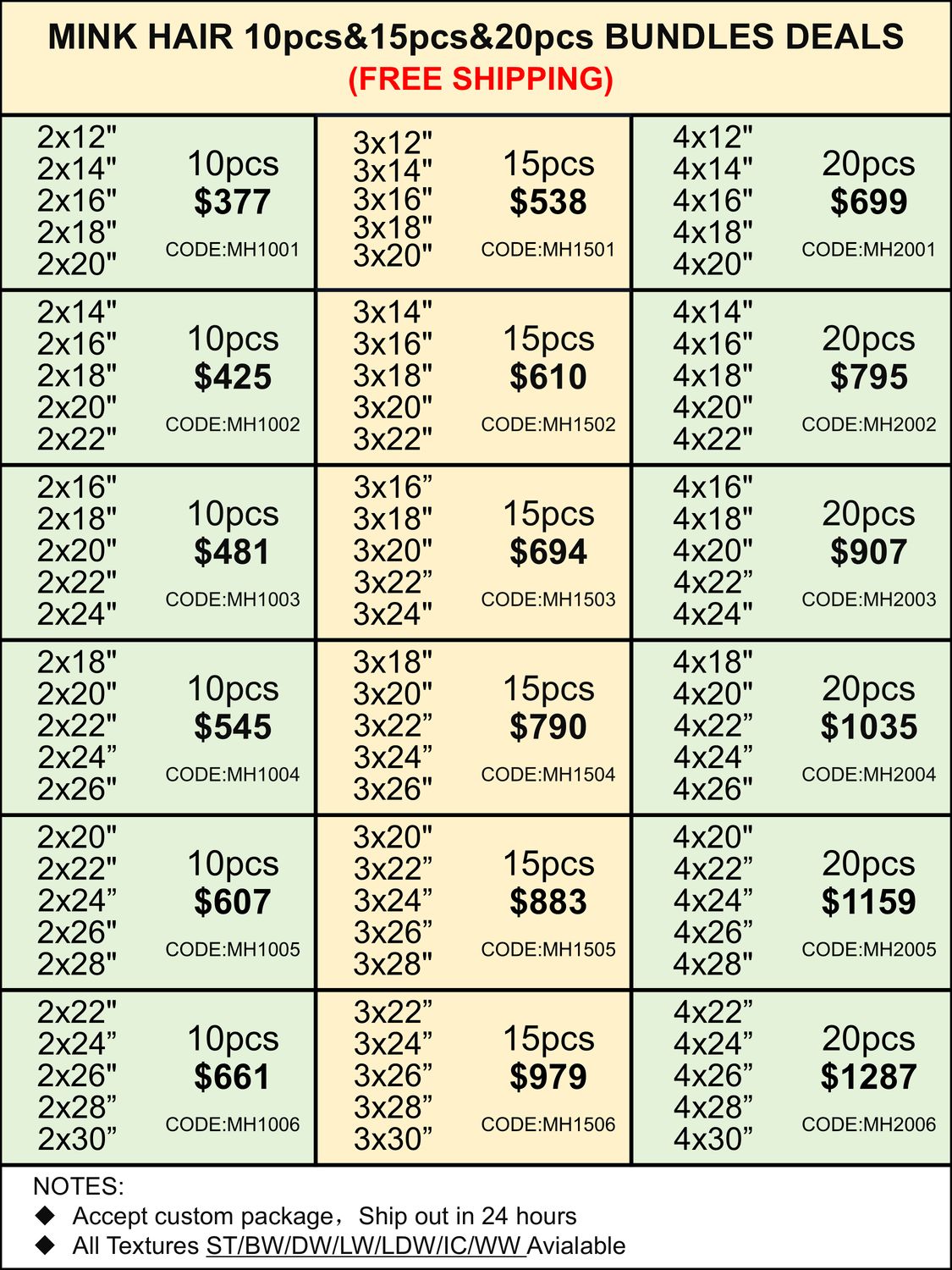 Bundles Deals: Mink Hair Bundles 10pcs 15pcs 20pcs