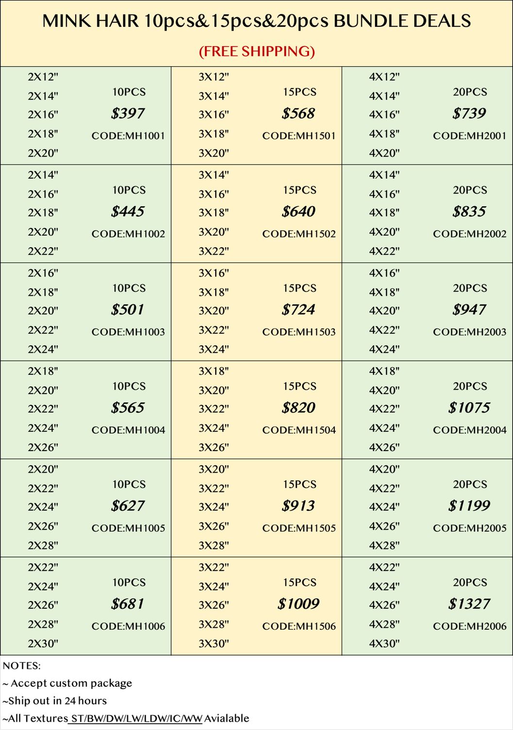 Bundles Deals: Mink Hair Bundles 10pcs 15pcs 20pcs