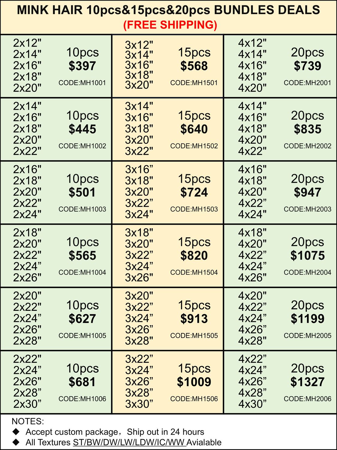 Bundles Deals: Mink Hair Bundles 10pcs 15pcs 20pcs