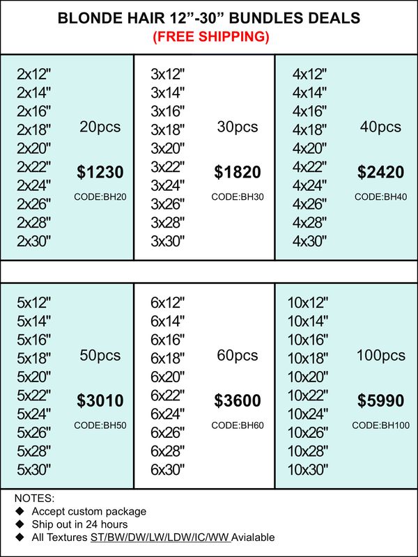 Bundles Deals: Blonde Hair 12inch-30inch