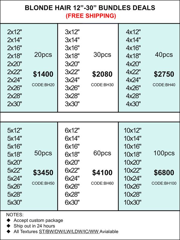 Bundles Deals: Blonde Hair 12inch-30inch