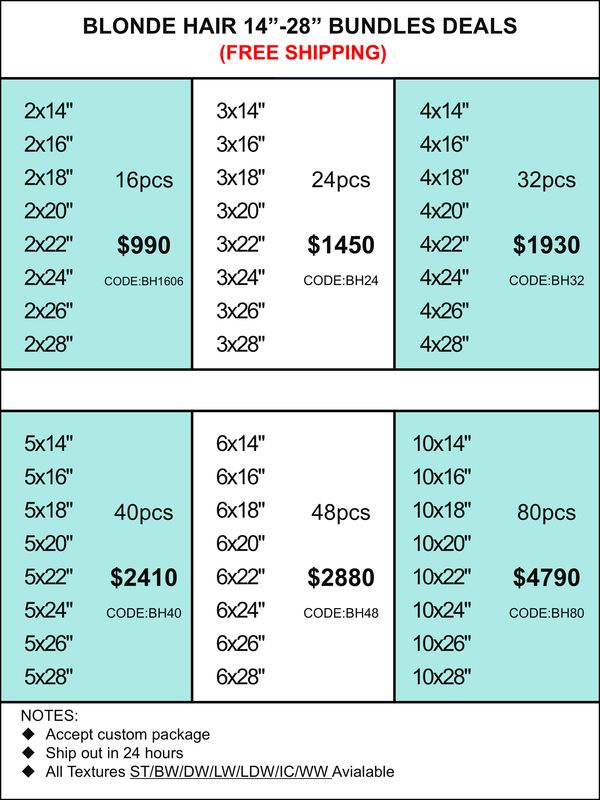 Bundles Deals: Blonde Hair 14inch-28inch