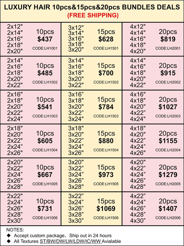 Bundles Deals: Luxury Hair 10pcs 15pcs 20pcs