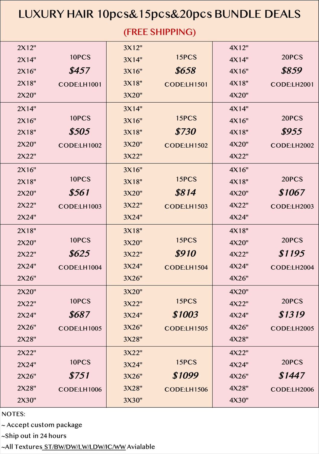 Bundles Deals: Luxury Hair 10pcs 15pcs 20pcs