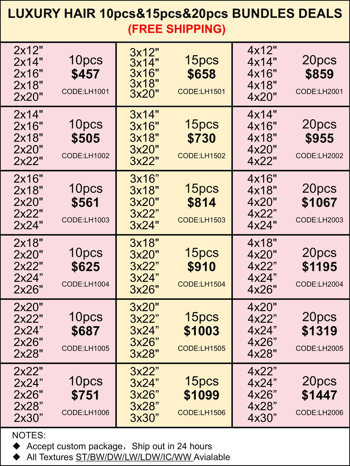 Bundles Deals: Luxury Hair 10pcs 15pcs 20pcs