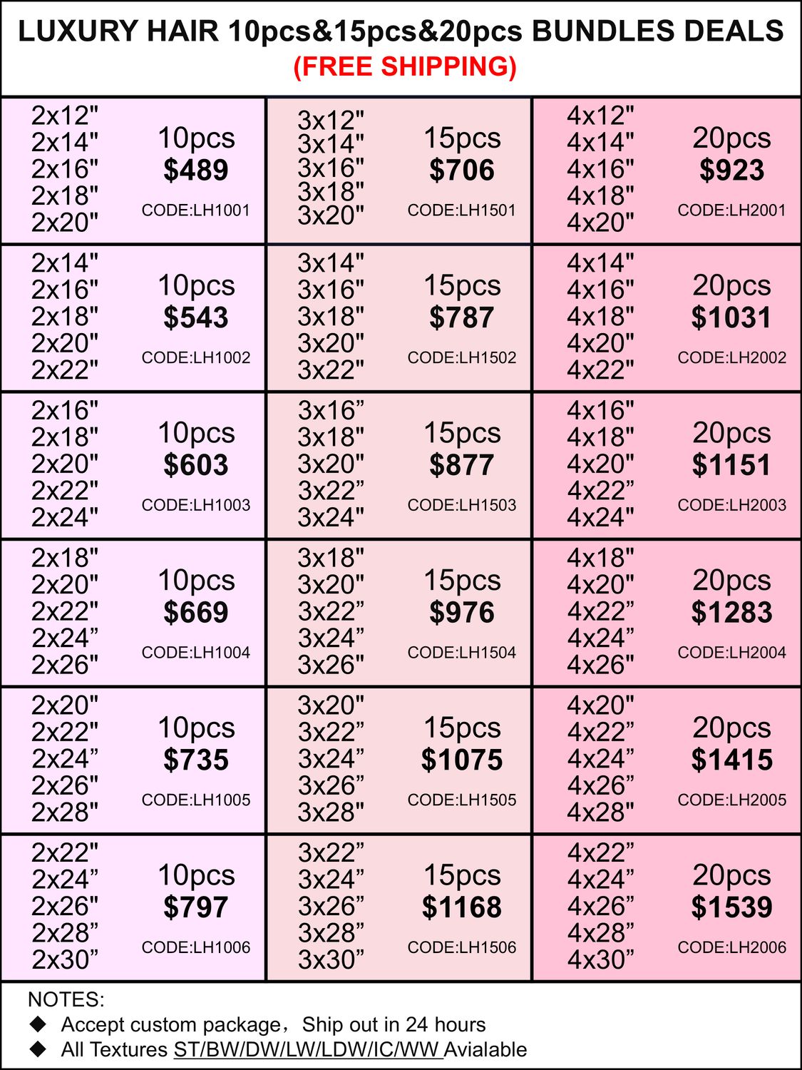 Bundles Deals: Luxury Hair 10pcs 15pcs 20pcs