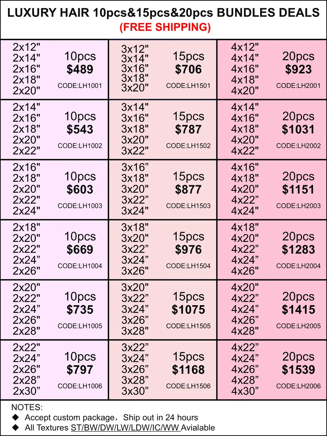 Bundles Deals: Luxury Hair 10pcs 15pcs 20pcs