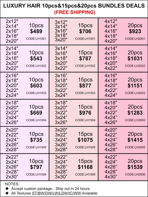 Bundles Deals: Luxury Hair 10pcs 15pcs 20pcs