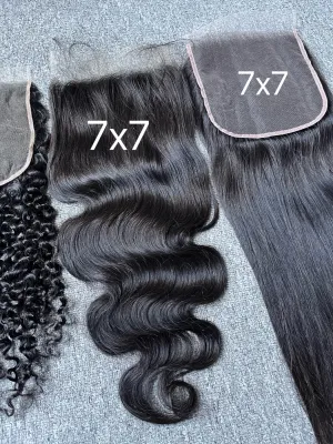 Mink Hair 7x7 HD Closure (Including straight/body wave/deep wave/Italian curly)