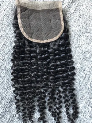Mink Hair Kinky Curly 4x4 Transparent Closure