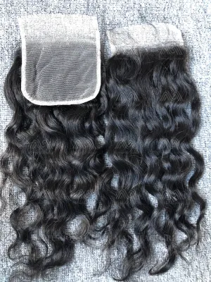 Mink Hair Water Wave 4x4 Transparent Closure