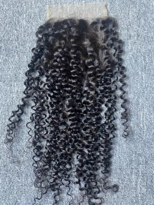 Mink Hair Jerry Curly 4x4 Transparent Closure
