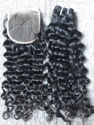 Raw Hair Italian Curly 4X4 Transparent Closure