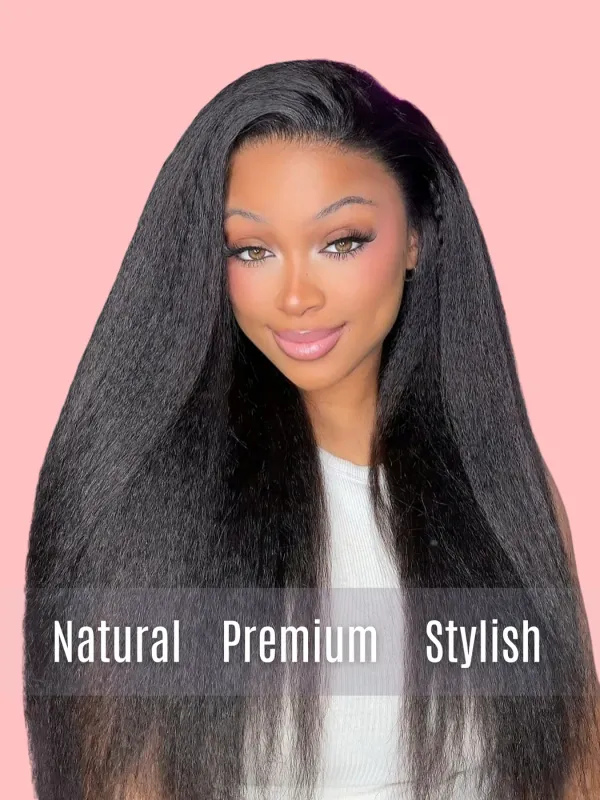 Mink Hair Kinky Straight Transparent Lace Wig