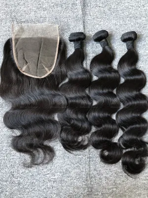 Mink Hair Body Wave 3 Bundles With 6X6 Transparent Closure Deals