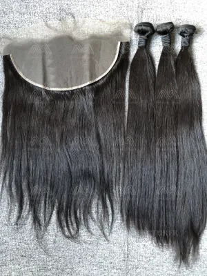 Mink Hair Straight/Body Wave 3 Bundles With 13X6 Transparent Frontal Deals