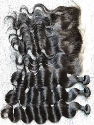 Mink Hair Body Wave 3 Bundles With 13x4 Transparent Frontal Deals