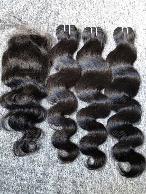 Luxury Hair Body Wave 3 Bundles With 4x4 HD Closure Deals