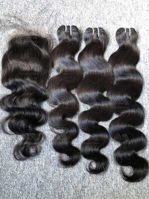 Luxury Hair Body Wave 3 Bundles With 4x4 HD Closure Deals