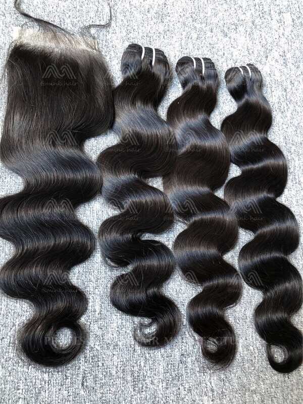 Luxury Hair Body Wave 3 Bundles With Transparent 4x4 Closure Deals