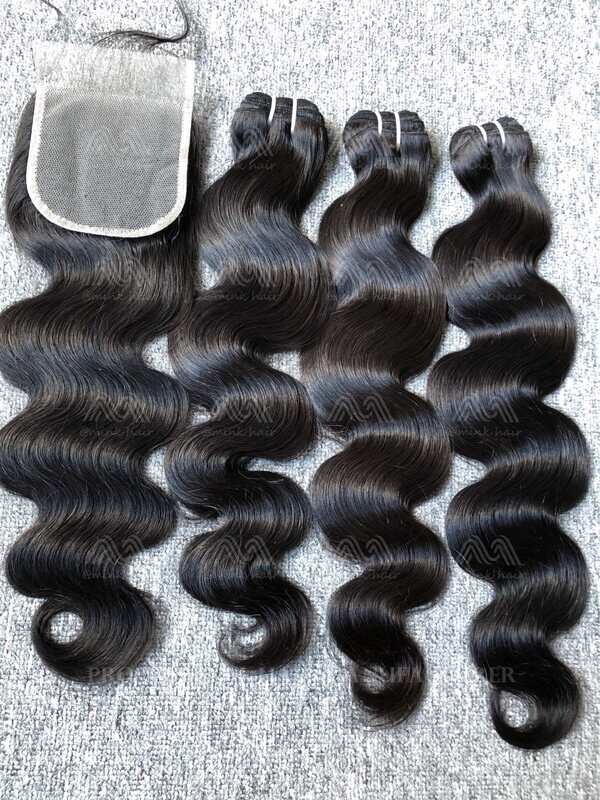 Luxury Hair Body Wave 3 Bundles With Transparent 4x4 Closure Deals