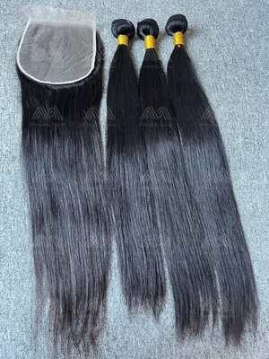 Diamond Hair Straight 3 Bundles With 6x6 Transparent Closure Deals