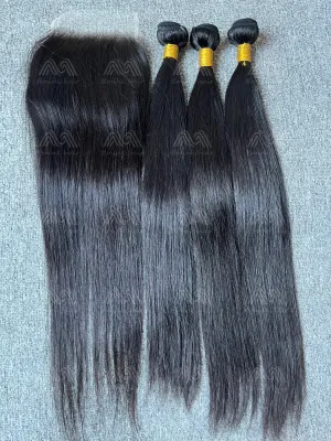 Diamond Hair Straight 3 Bundles With 6X6 Transparent Closure Deals