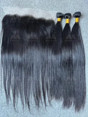 Diamond Hair Straight 3 Bundles With 13X4 Transparent Frontal Deals