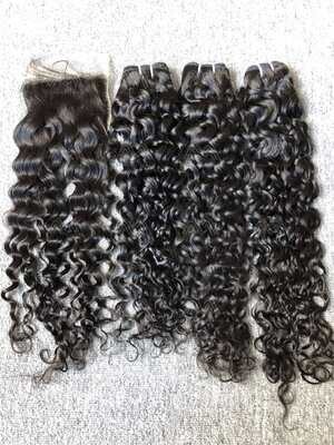Luxury Hair Italian Curly 3 Bundles With 5x5 HD Closure Deals